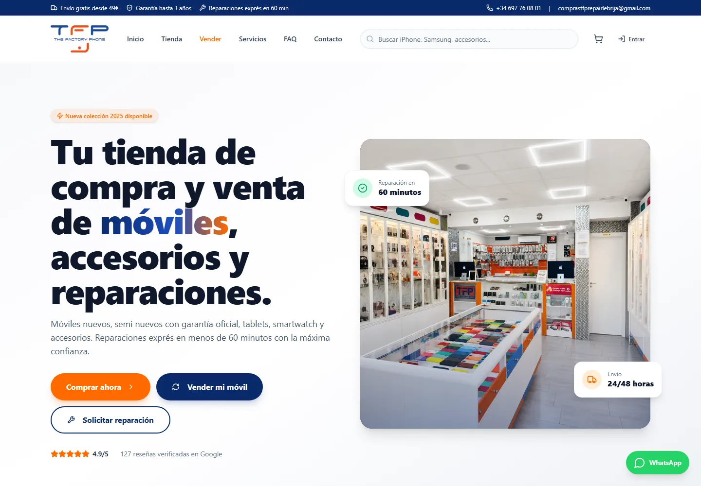Página de inicio de The Factory Phone, tienda de móviles y reparaciones